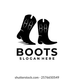 Elegant boots vector logo design or long shoes logo design illustration.