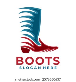 Elegant boots vector logo design. long shoes logo design template