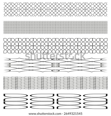 Elegant border collection. Thin decorative lines. Ornamental Vector dividers. Minimal white sheet.
