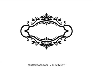 Elegant border frame card featuring an ornate flower motif in Arabic Islamic retro pattern. This vector artwork illustration showcases intricate designs perfect for decorative purposes.