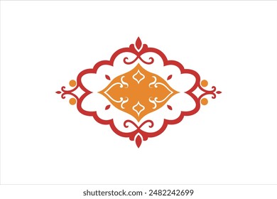 Elegant border frame card featuring an ornate flower motif in Arabic Islamic retro pattern. This vector artwork illustration showcases intricate designs perfect for decorative purposes.