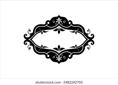 Elegante tarjeta de marco de borde con un adornado motivo de flor en un patrón retro islámico árabe. Esta ilustración de arte de Vector muestra diseños intrincados perfectos para fines decorativos.