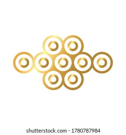elegant border frame with circles decoration golden gradient style icon vector illustration design