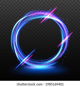 Elegant border frame of neon light with a transparent pattern, isolated and easy to edit. Vector Illustration