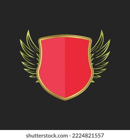logotipo elegante del escudo de borde con alas 