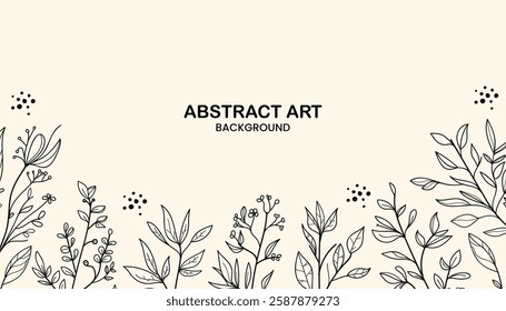 Elegant botanical abstract background with plant line art on a warm brown tone. Perfect for modern designs, invitations, posters, and branding.