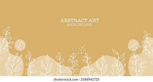 Elegant botanical abstract background with plant line art on a warm brown tone. Perfect for modern designs, invitations, posters, and branding.