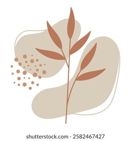 Elegant botanical abstract leaf with boho aesthetic and soft colors