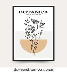 Elegant Botanical abstract wall arts. Floral vector poster collection.