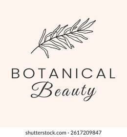 Elegant botanical banner design with hand-drawn leaves and minimalist typography. Perfect for nature branding, organic cosmetics, eco products, and tropical-themed promotions.