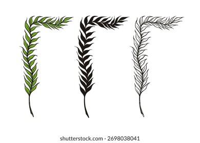 Eleganter botanischer Eckrahmen, Vektorgrafik