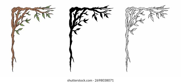 Eleganter botanischer Eckrahmen, Vektorgrafik
