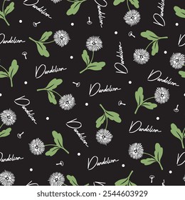 Elegant Botanical Dandelion Bloom Garden Pattern. Perfect for textiles, wallpapers, and decorative applications, ideal for lovers of nature-inspired aesthetics.