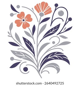 elegant botanical floral artwork with hand painted lines.contemporary flower sketch for packaging.cushion cover ready illustration

