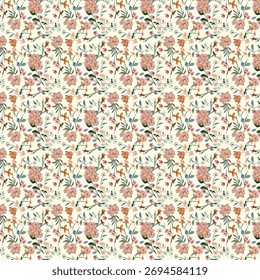 Repetición floral botánica elegante con flores pastel suaves