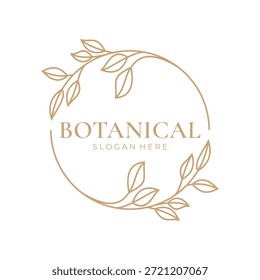 Elegant botanical leaf frame logo design