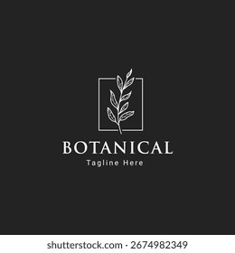 Elegant botanical logo design with leaf illustration and text