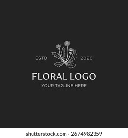 Elegant botanical logo design with leaf illustration and text