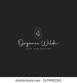 Elegant botanical logo design with leaf illustration and text