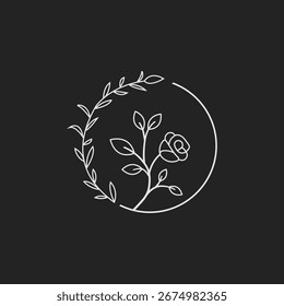 Elegant botanical logo design with leaf illustration and text