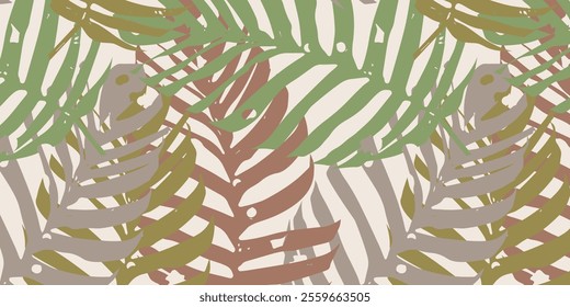 Elegant botanical pattern featuring vibrant tropical leaves, ideal for backgrounds, wallpapers, and nature-inspired designs