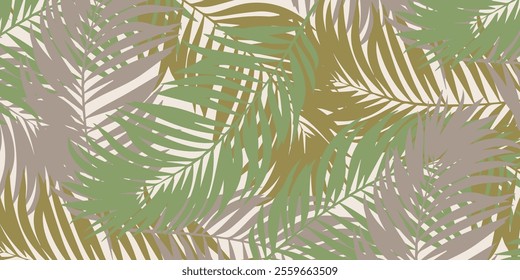 Elegant botanical pattern featuring vibrant tropical leaves, ideal for backgrounds, wallpapers, and nature-inspired designs