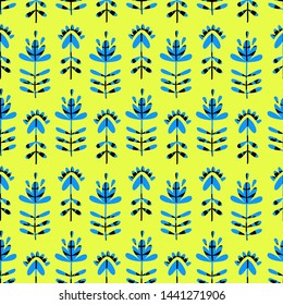 Elegant botanical pattern with simple floral elements. Bright happy texture. Minimalistic modern backdrop.