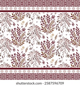 elegant botanical print design with arabic ornament border for wallpaper and fashion
