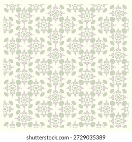 Elegantes Botanisches Nahtloses Muster mit pastellfarbenen Blättern und Blumen für Stoff Tapete, natürliche Dekoration Ornament Wiederholung, minimale Blume Design Textur