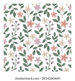 Elegant botanical seamless pattern with trailing pink and purple flowers