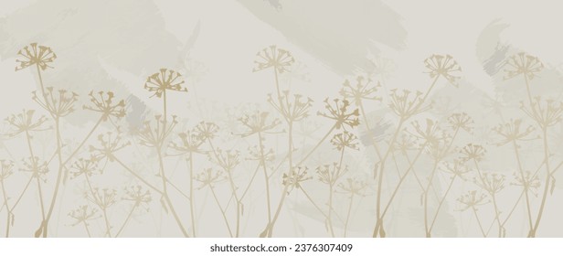 Eleganter botanischer Vektorhintergrund. Mit Zweigen und Aquarellstruktur auf cremigem Hintergrund mit Nachahmung von Aquarellstrichen. Für Druck, Dekoration, Banner, Web, Vip-Karten.	