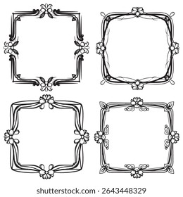 Elegante Botânico Vintage decorativo Floral Border Vetor Set Packs

