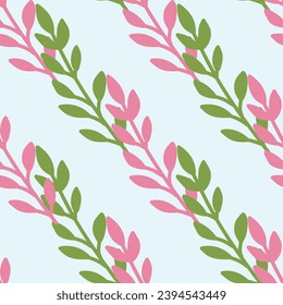 Elegant botanical wallpaper featuring a seamless pattern of leaves and blossoms. ideal for spring and summer fashion, textile designs, and decorative arts