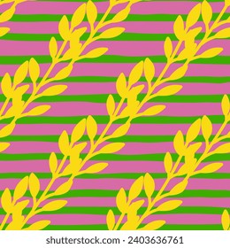 Elegant botanical wallpaper featuring a seamless pattern of leaves and blossoms. ideal for spring and summer fashion, textile designs, and decorative arts