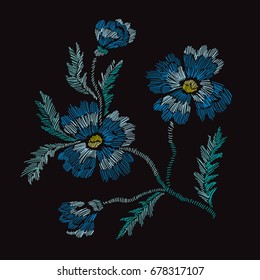 Elegant bouquet with cornflowers, design element. Floral composition can be used for wedding, baby shower, mothers day, valentines day cards, invitations. Embroidery decorative flowers