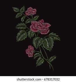 Elegant bouquet with dog rose flowers, design element. Floral composition can be used for wedding, baby shower, mothers day, valentines day cards, invitations. Embroidery decorative flowers