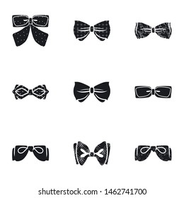 Elegant bow gentleman tie icon set. Simple set of 9 elegant bow gentleman tie vector icons for web design isolated on white background