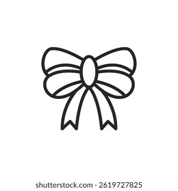 Elegant Bow Outline Icon, Present Decoration Element in Minimalist Style