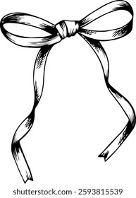 Elegant bow ribbons with vintage stipple effect, y2k coquette . Vector for Stylish and Decorative Design Projects
