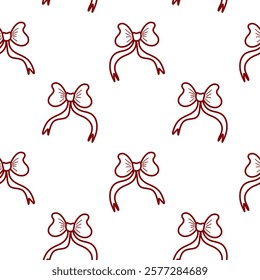 Elegant bow seamless pattern. Silhouette ribbon, simple, minimalistic vintage design. Gift wrapping, logo. Vector 