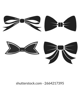 Elegante conjunto de Vector de silueta de pajarita