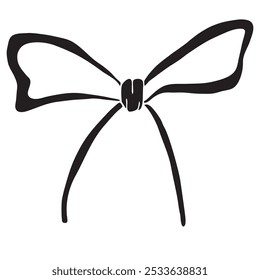 Elegant Bow Tie Sketch Icon, Clean and Minimal Design, Black Silhouette