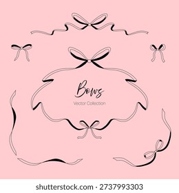 Elegant bows collection. Frame, borders and dividers for invitations, cards and banners. Vetoc clipart.