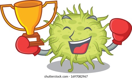 An elegant boxing winner of bacteria coccus mascot design style