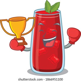An elegant boxing winner of bloody mary cocktail caricature design concept