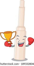 An elegant boxing winner of concealer stick caricature design concept