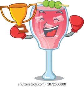 An elegant boxing winner of cosmopolitan cocktail caricature design concept