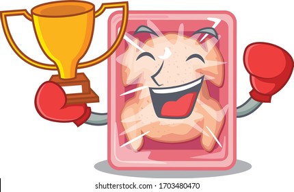 An elegant boxing winner of frozen chicken mascot design style