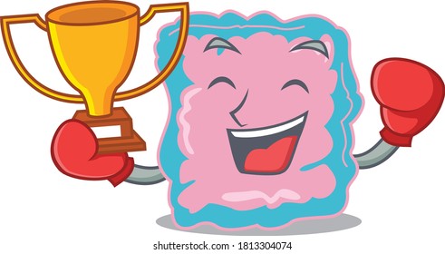 An elegant boxing winner of intestine caricature design concept