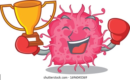 An elegant boxing winner of pathogenic bacteria mascot design style